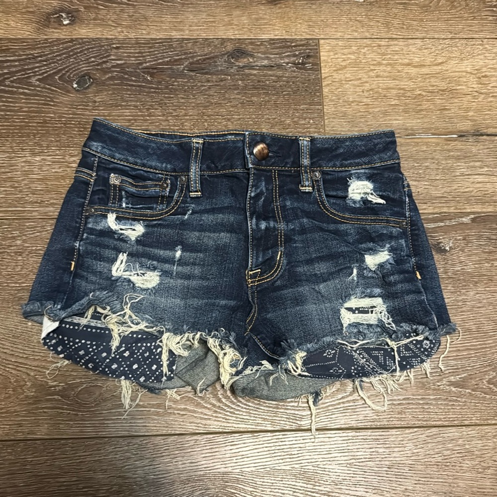American Eagle hi‎ rise festival Jean shorts 0